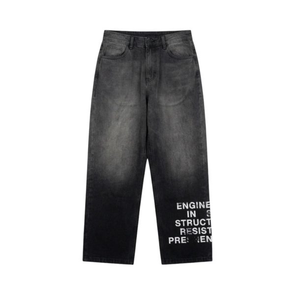 Calça Take-Off Movement Washed Black Loose Fit Jeans