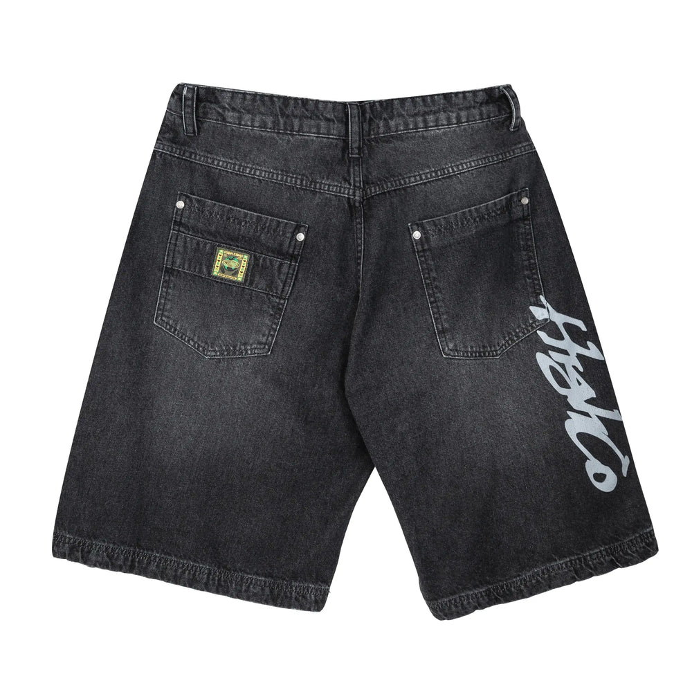 JS023-02_Tagline_Denim_Shorts_Black_Back